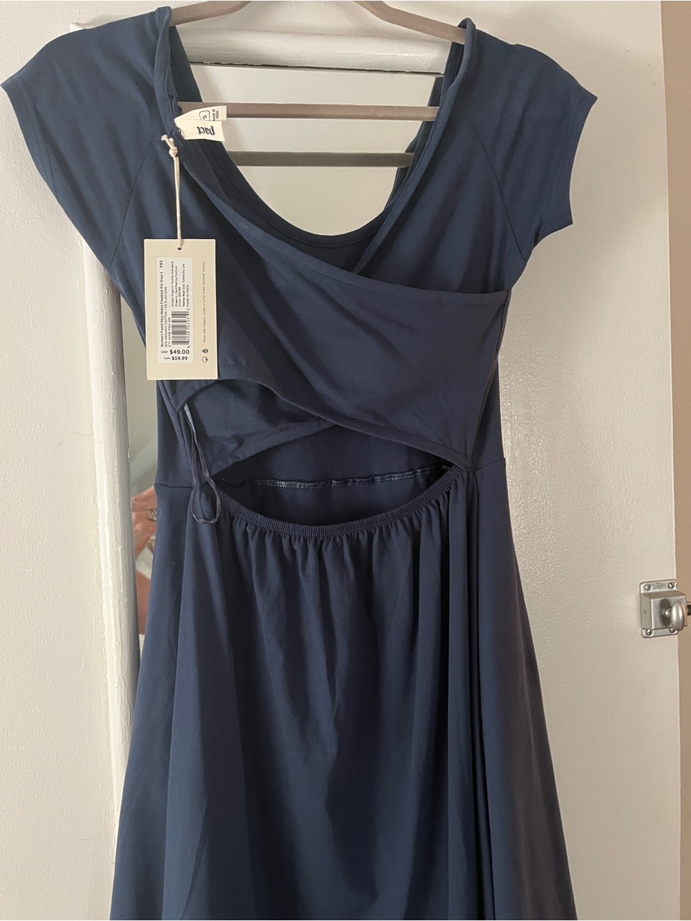 Pact Women’s Navy Midi Dress with Overlayer Detail